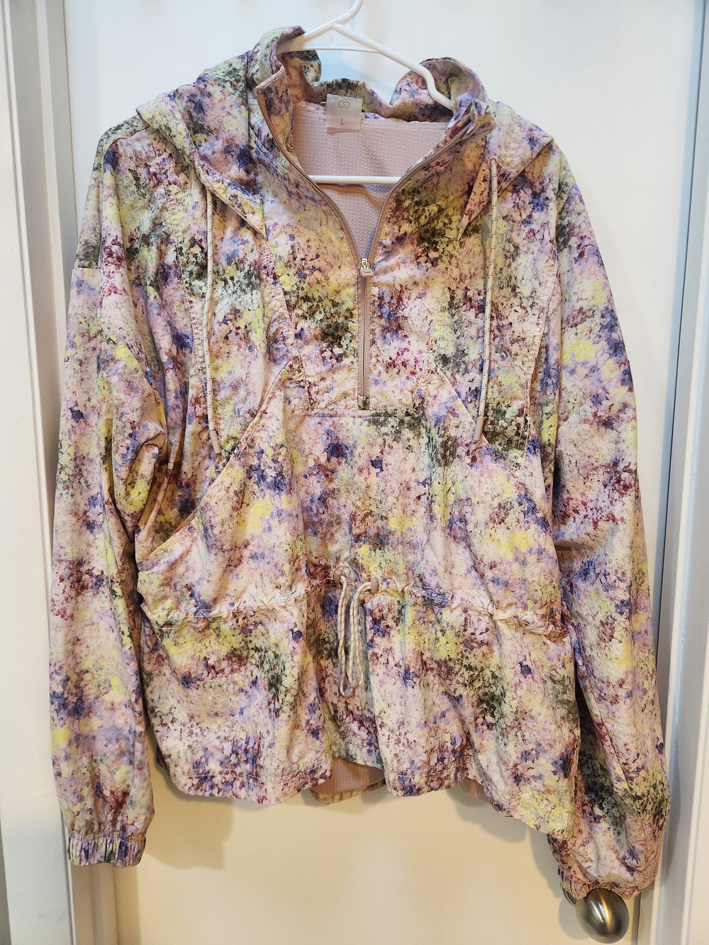 CALIA by Carrie Underwood Pastel Watercolor Anorak Jacket - Pink, Yellow, Purple